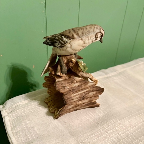 Vintage 1979 Homco Masterpiece Porcelain Mockingbird & Baby On Log - Picture 4 of 7